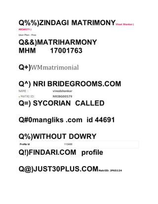 Bharat Matrimony Fake Id